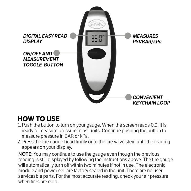 Slime 20112 Tire Gauge, Mini Digital, 5-150 psi, Compact and Accurate - Image 5